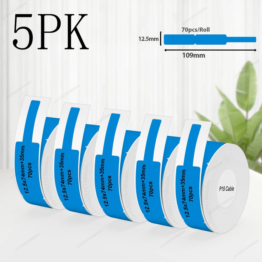 3/5/10PK P15 Thermal Label Paper Stickers – 12x40mm & 15x30mm Self-Adhesive Labels Compatible with Phomemo D30, Q30, Marklife P15/P12 & DELI Q2 Printers