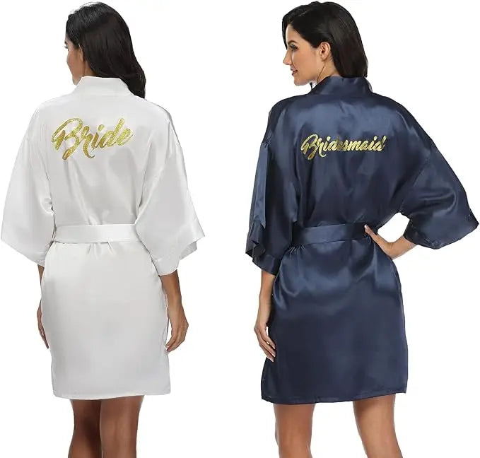 6-Piece Bridal Shower Robe Set – Bride & Bridesmaid Silky Robes Getting Ready Dressing Gown