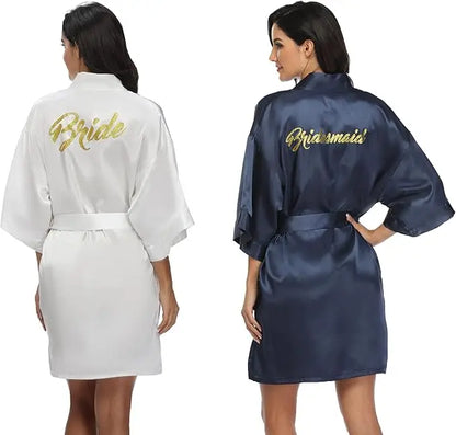 6-Piece Bridal Shower Robe Set – Bride & Bridesmaid Silky Robes Getting Ready Dressing Gown