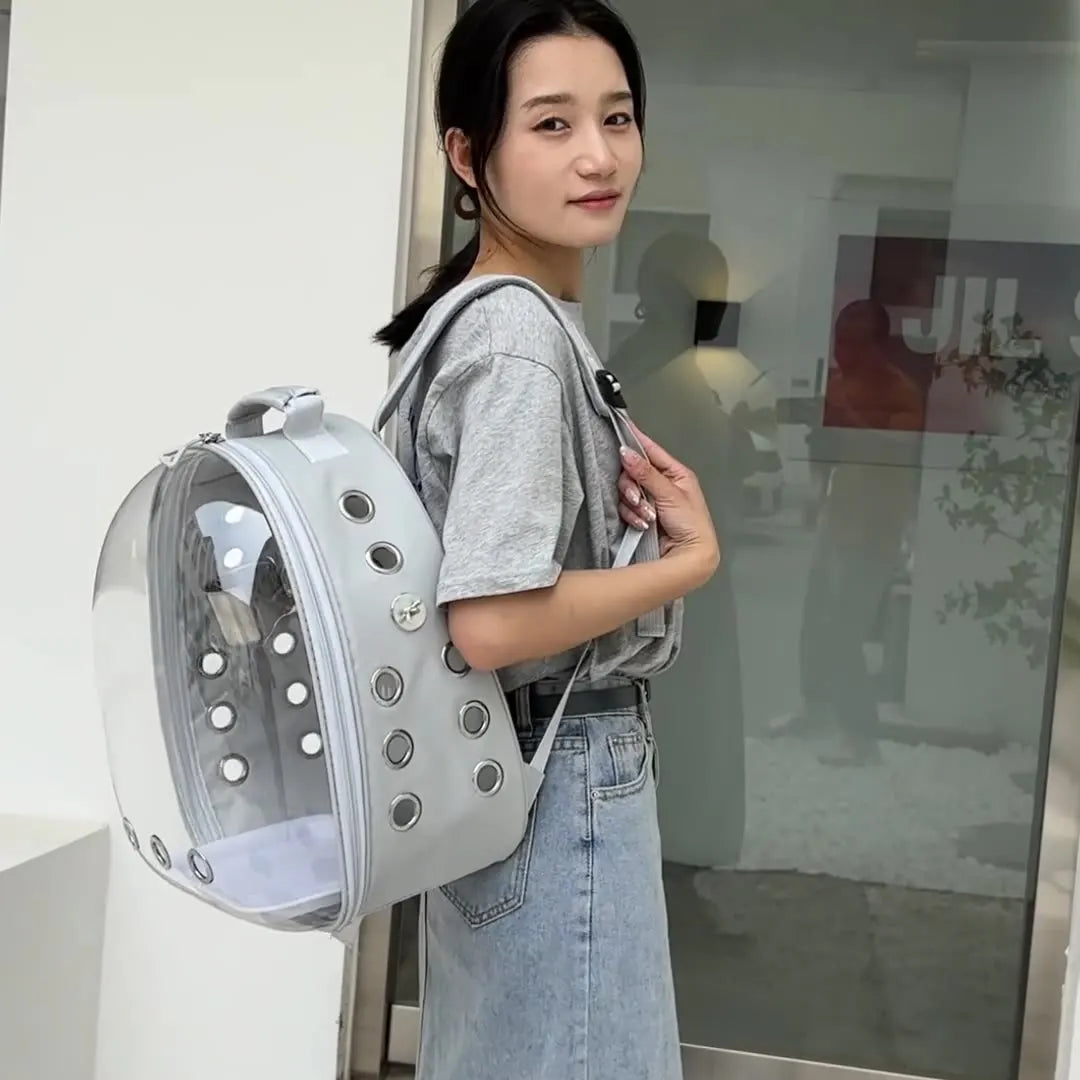 Transparent Bird Carrier Backpack – Portable Birdcage with Perch Platform & Food Cup for Parrots, Cockatiels, Budgies & Lovebirds