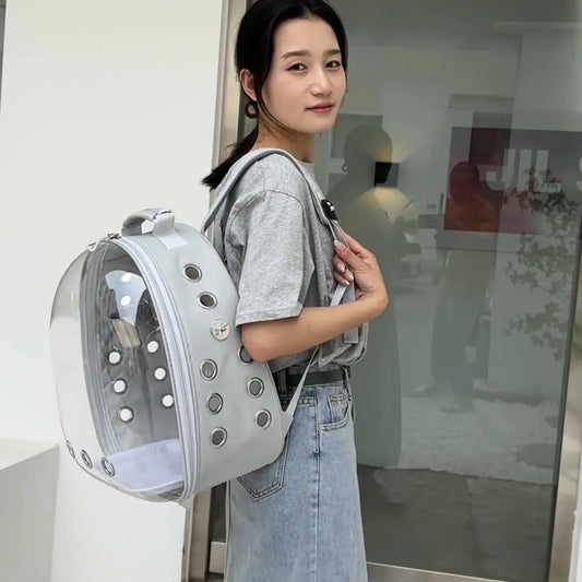 Transparent Bird Carrier Backpack – Portable Birdcage with Perch Platform & Food Cup for Parrots, Cockatiels, Budgies & Lovebirds
