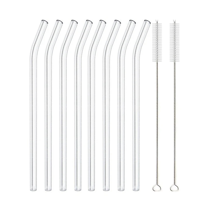 8.5 Inch Reusable Glass Straws Set, 8mm Multi-Color Drinking Straws, Eco-Friendly Glass Straws for Smoothies, Milkshakes, Cocktails and Cold Drinks