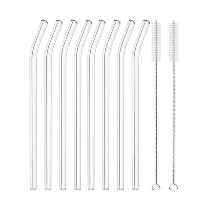 8.5 Inch Reusable Glass Straws Set, 8mm Multi-Color Drinking Straws, Eco-Friendly Glass Straws for Smoothies, Milkshakes, Cocktails and Cold Drinks