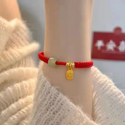 Pulsera de cuerda roja con nudo de la suerte – Pulsera de hilo ajustable hecha a mano para mujeres y hombres, regalo de joyería amuleto de la amistad