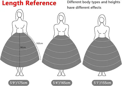 Enagua de boda de crinolina de 6 aros – Enagua larga blanca para vestido de baile, capa de soporte de falda de medio deslizamiento para vestido de novia, accesorios de boda para vestidos de princesa y vestidos formales