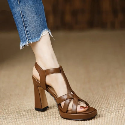 Sandales compensées à talons hauts en peau de mouton pour femme – Talons ultra hauts de luxe, chaussures habillées élégantes pour les fêtes et les soirées