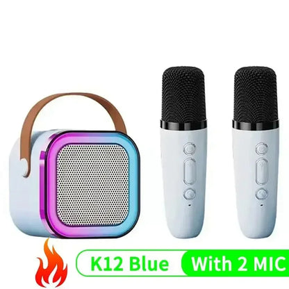 K12 Portable Karaoke Machine – Bluetooth Speaker with 1-2 Wireless Microphones, HiFi Sound & Family Singing for Kids