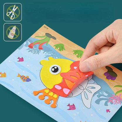 Lot de 10 puzzles autocollants 3D en mousse EVA – Kit de loisirs créatifs sur le thème des animaux de dessin animé pour l'apprentissage et le jeu créatif des enfants