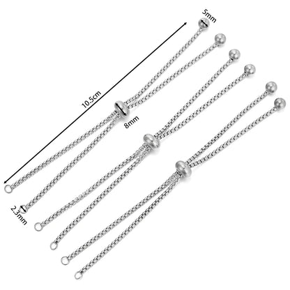 Chaînes coulissantes réglables en acier inoxydable 304, lot de 3, avec embouts à billes – Rallonges de bracelet DIY pour la fabrication de bijoux