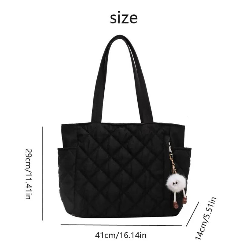 Bolso de hombro acolchado de algodón para mujer, de gran capacidad, para viajes diarios, compras y uso diario