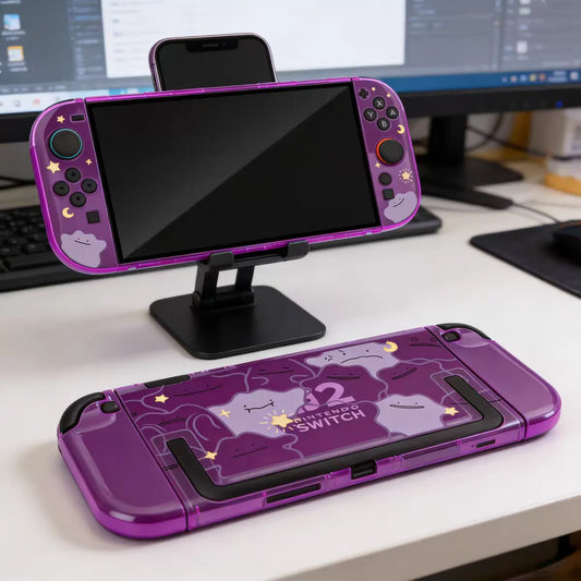 Funda protectora para Nintendo Switch 2 de Pokémon – Carcasa Ditto y Pikachu dividida antirrayas para consola NS2 y accesorios de juegos