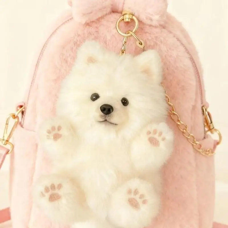 Cute Samoyed Dog Plush Keychain – Ultra-Soft Stuffed Animal Pendant for Backpacks, Purses, Bags & Everyday Accessories