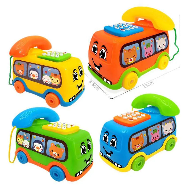 Jouet de Bus Téléphone Montessori pour Enfants – Véhicule Éducatif pour Tout-Petits de 1 an et plus, Jouet Interactif de Développement de l'Intelligence avec Clavier