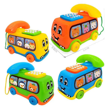 Jouet de Bus Téléphone Montessori pour Enfants – Véhicule Éducatif pour Tout-Petits de 1 an et plus, Jouet Interactif de Développement de l'Intelligence avec Clavier