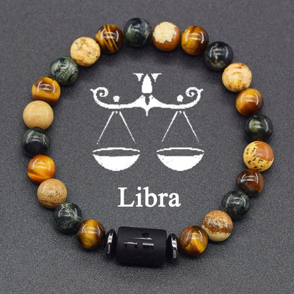 Pulsera de constelación de 12 signos del zodiaco – Brazalete con dije de astrología para hombres y mujeres | Regalo de joyería de amistad Aries, Virgo, Leo y Libra