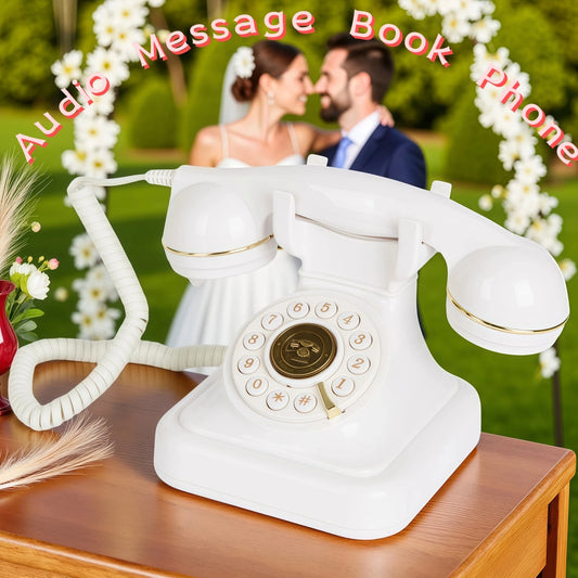 32GB Retro Audio Wedding Guestbook Phone – Vintage Telephone for Voice Messages, Guest Blessings & Recording at Weddings, Banquets & Parties
