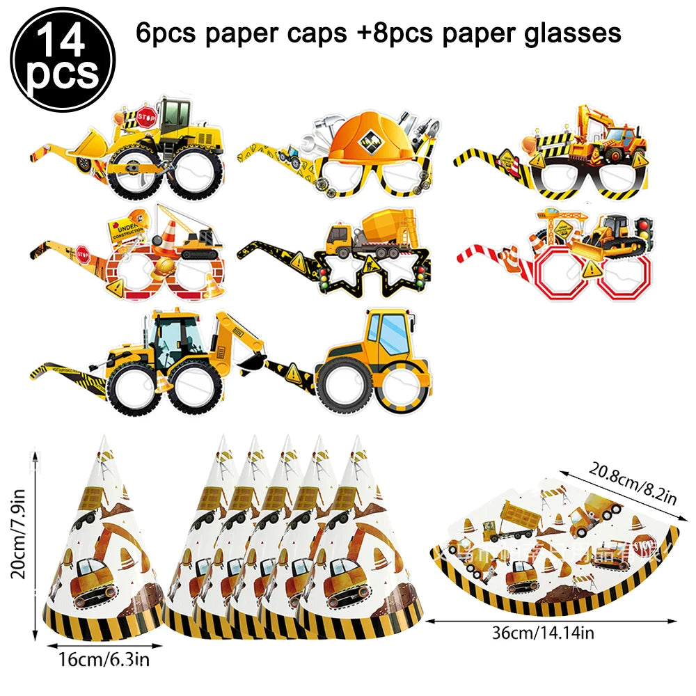 Construction Truck Birthday Party Tablecloth – Excavator & Engineering-Themed Table Runner for Boys' Construction Party Decorations