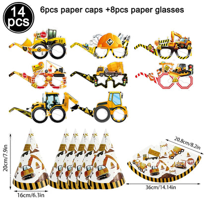 Construction Truck Birthday Party Tablecloth – Excavator & Engineering-Themed Table Runner for Boys' Construction Party Decorations