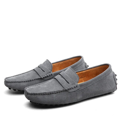Mocasines de Ante de Cuero Genuino para Hombre – Zapatos de Conducción Casuales Hechos a Mano, Mocasines y Bailarinas Cómodos y a la Moda