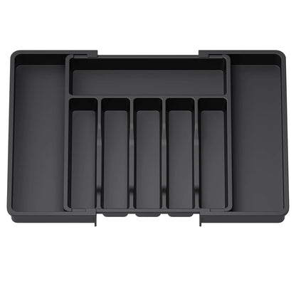Adjustable Flatware Drawer Organizer – Plastic Kitchen Utensil Storage Tray for Cutlery, Tableware & Countertop