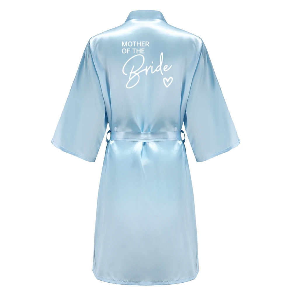 Bata de satén "Team Bride" – Kimono de pijama para fiesta de bodas con estampado de letras blancas | Regalo de despedida de soltera para mujer