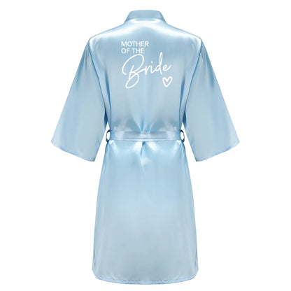 Bata de satén "Team Bride" – Kimono de pijama para fiesta de bodas con estampado de letras blancas | Regalo de despedida de soltera para mujer