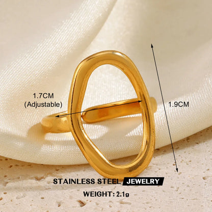 Gold Stainless Steel Heart Ring – Waterproof Hollow Heart Finger Ring for Women | Minimalist Fashion Jewelry Gift