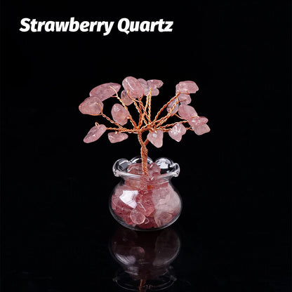 Arbre à vœux en cristal naturel – Arbre à vœux bonsaï en cristal Feng Shui de guérison Reiki pour la décoration de la maison, du bureau et de la table