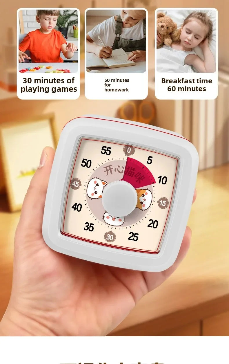 Temporizador visual de 60 minutos con luz nocturna – Reloj de cuenta regresiva para niños, estudiantes y productividad
