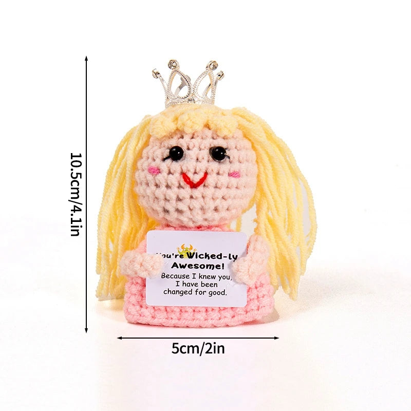Poupée à énergie positive tissée à la main – Figurine en crochet de légumes et d'animaux avec carte de câlins, cadeau de festival fait à la main et artisanat de décoration intérieure créatif