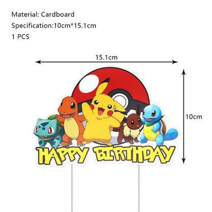 Pokémon Birthday Party Decorations – Lightning Pikachu Balloon Set with Disposable Tableware, Banner, Backdrop & Plates for Kids Events