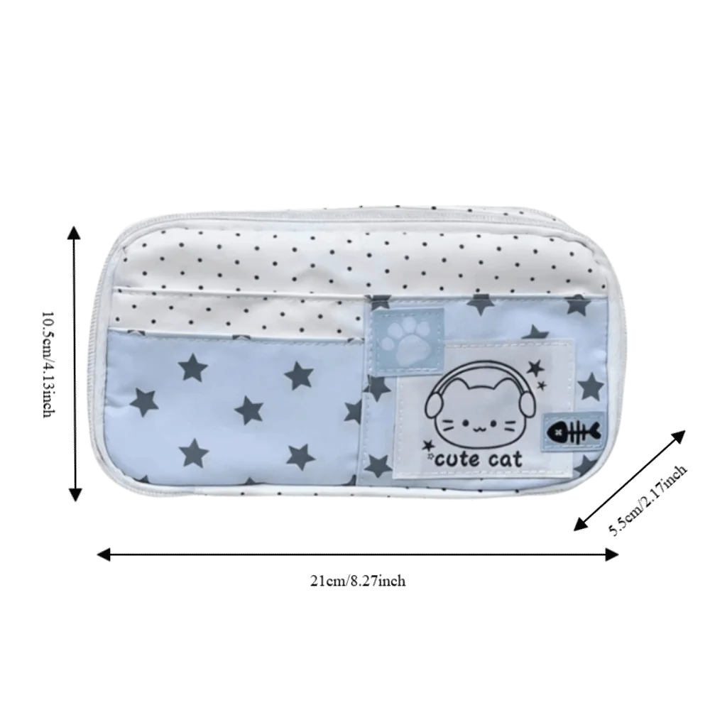Trousse à crayons Chat à pois – Sac à stylos mignon grande capacité multi-couches, Organisateur de papeterie élégant pour l'école, le bureau et l'utilisation quotidienne