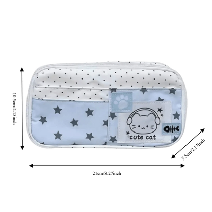 Trousse à crayons Chat à pois – Sac à stylos mignon grande capacité multi-couches, Organisateur de papeterie élégant pour l'école, le bureau et l'utilisation quotidienne