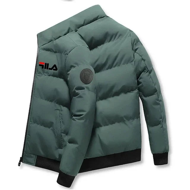 Men’s Short Winter Jacket – Thick Warm Windproof Coat with Zipper & Printed Design, Casual Outdoor Outerwear, Sizes M–5XL