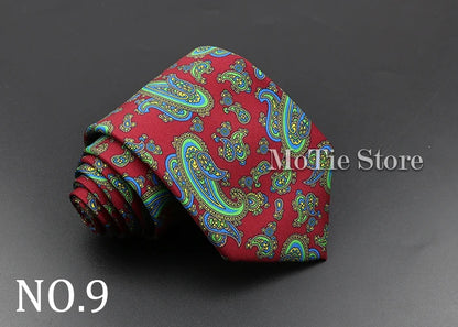 Men's 7.5cm Soft Silk Necktie – Floral & Dot Pattern Tie for Weddings, Business, Parties & Formal Wear