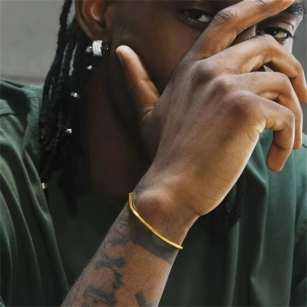 Hip Hop Stainless Steel Snake Chain Bracelet – Trendy Unisex Snake Bone Link Chain Bracelet for Men & Women | Party Jewelry