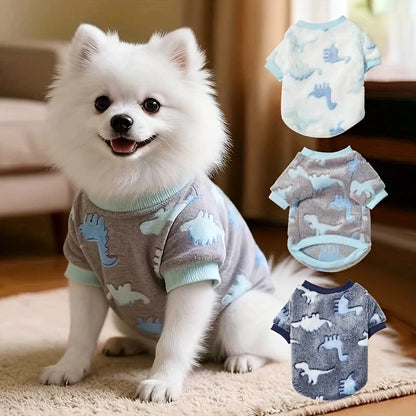 Warm Plush Dog Sweater – Soft Fleece-Lined Winter Shirt with Cute Animal Print for Dogs, Puppies & Kittens