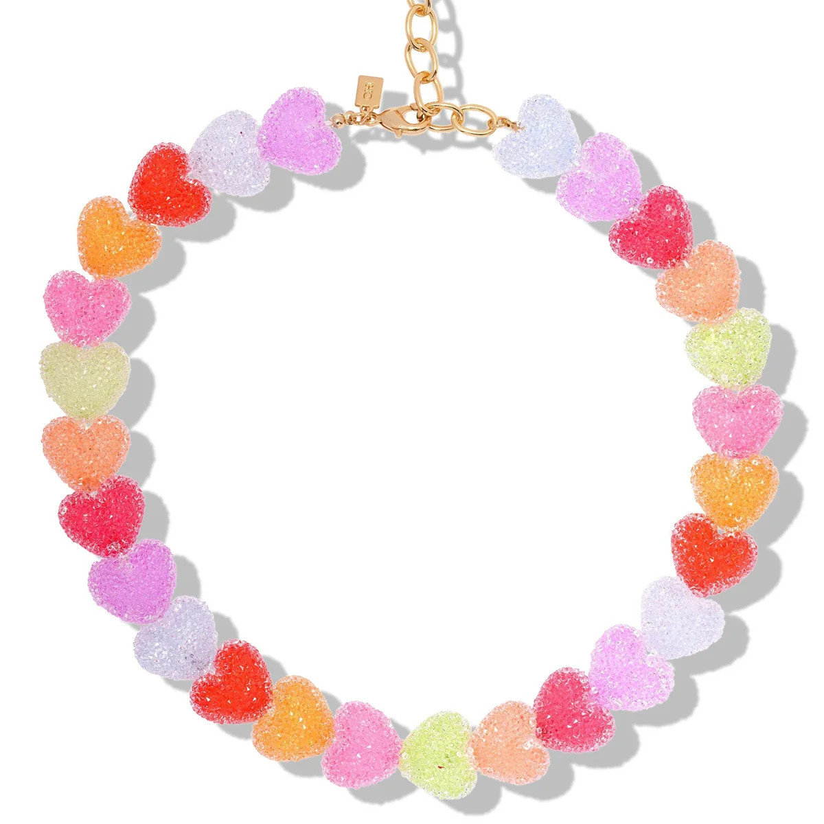 Colorful Love Resin Necklace – Sweet Candy-Inspired Pendant with Cute Niche Design & Gold-Plated Finish, Trendy Fashion Jewelry