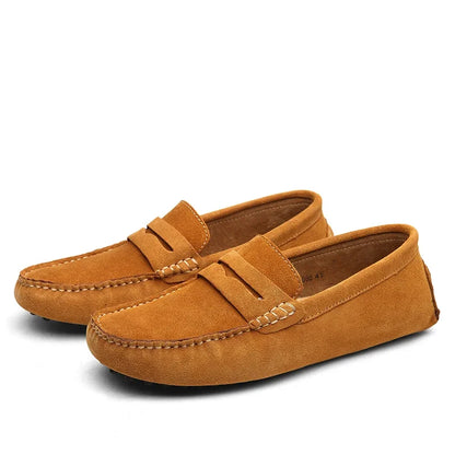 Mocasines de Ante de Cuero Genuino para Hombre – Zapatos de Conducción Casuales Hechos a Mano, Mocasines y Bailarinas Cómodos y a la Moda