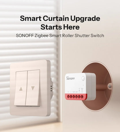 SONOFF MINI-ZBRBS Zigbee Smart Roller Shutter Switch – Controlador inteligente de cortinas, módulo de motor de persianas compatible con ZigBee Hub, automatización de escenas locales e interruptor amplificador de señal para eWeLink Smart Home