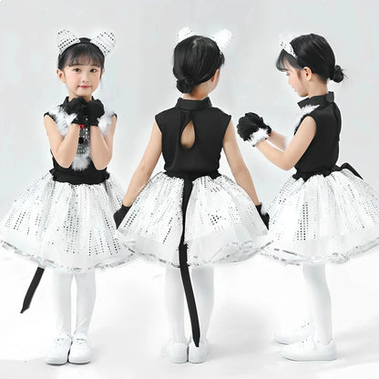 Cute Cat Cosplay Costume for Kids – Cat Girl & Cat Boy Animal Outfit for Children, Halloween Dance, Party & Dress-Up