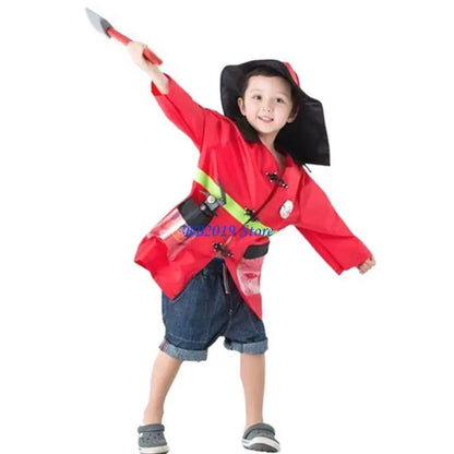 Kids Firefighter & Policeman Cosplay Costume – Career Pretend Play Uniform for Halloween Dress-Up & Role Play