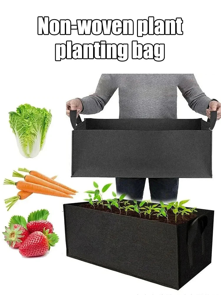 Sac de culture carré en feutre – Conteneur de croissance en tissu non tissé pour légumes, fleurs, herbes et plantation de jardin, sac jardinière surélevée réutilisable