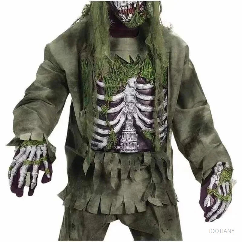Halloween Zombie Skeleton Costume – Scary Living Dead Monster Outfit for Kids & Adults, Spooky Halloween Party & Dress-Up Costume