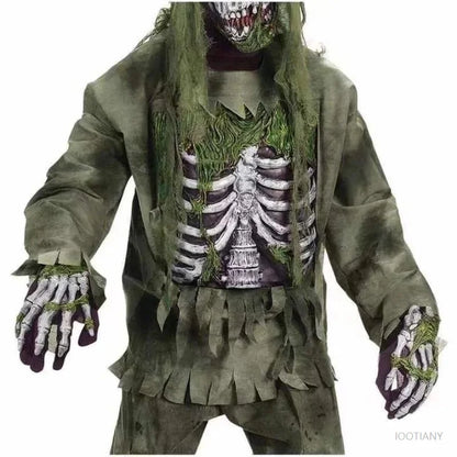 Halloween Zombie Skeleton Costume – Scary Living Dead Monster Outfit for Kids & Adults, Spooky Halloween Party & Dress-Up Costume