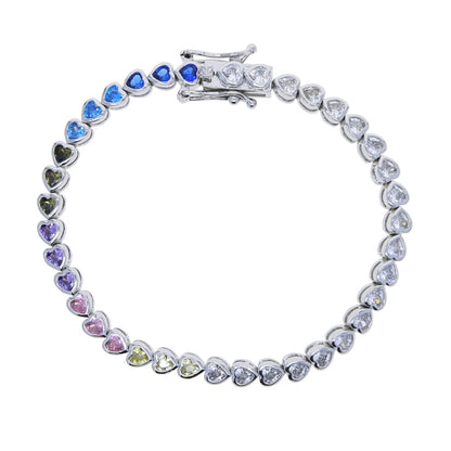 Pulsera de tenis 5A CZ – Pulsera geométrica de cristal de circonita cúbica con bisel para mujer | Joyería de moda clásica de lujo