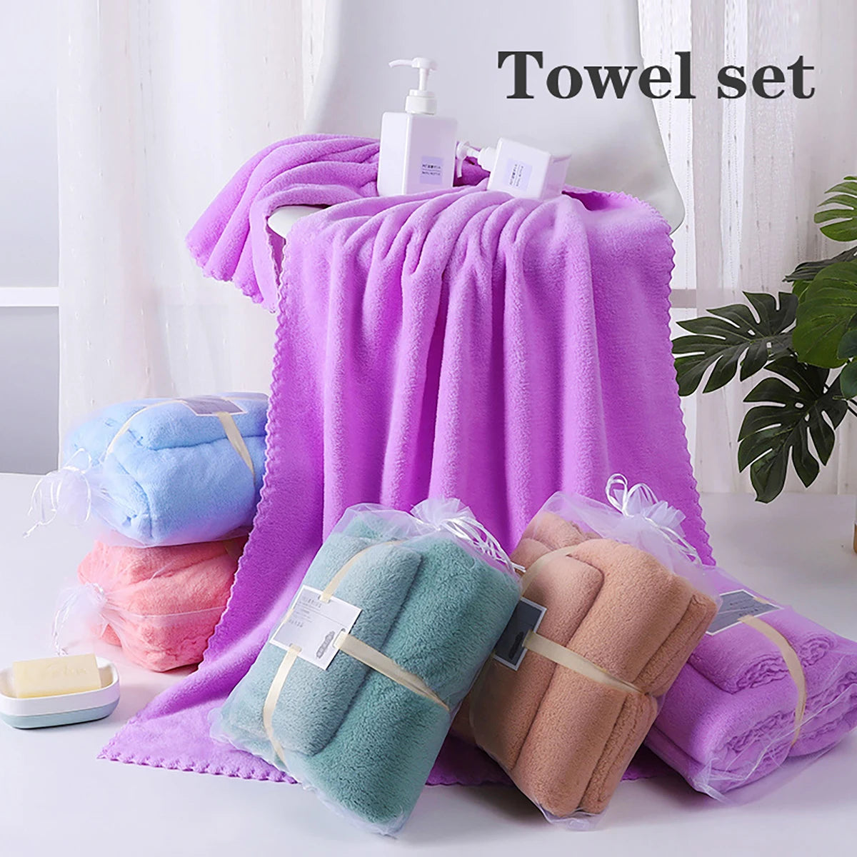Juego de 2 toallas de baño de terciopelo coral – Súper suaves, altamente absorbentes, de secado rápido, calidad de hotel y spa de lujo para adultos, baño, hogar y viajes