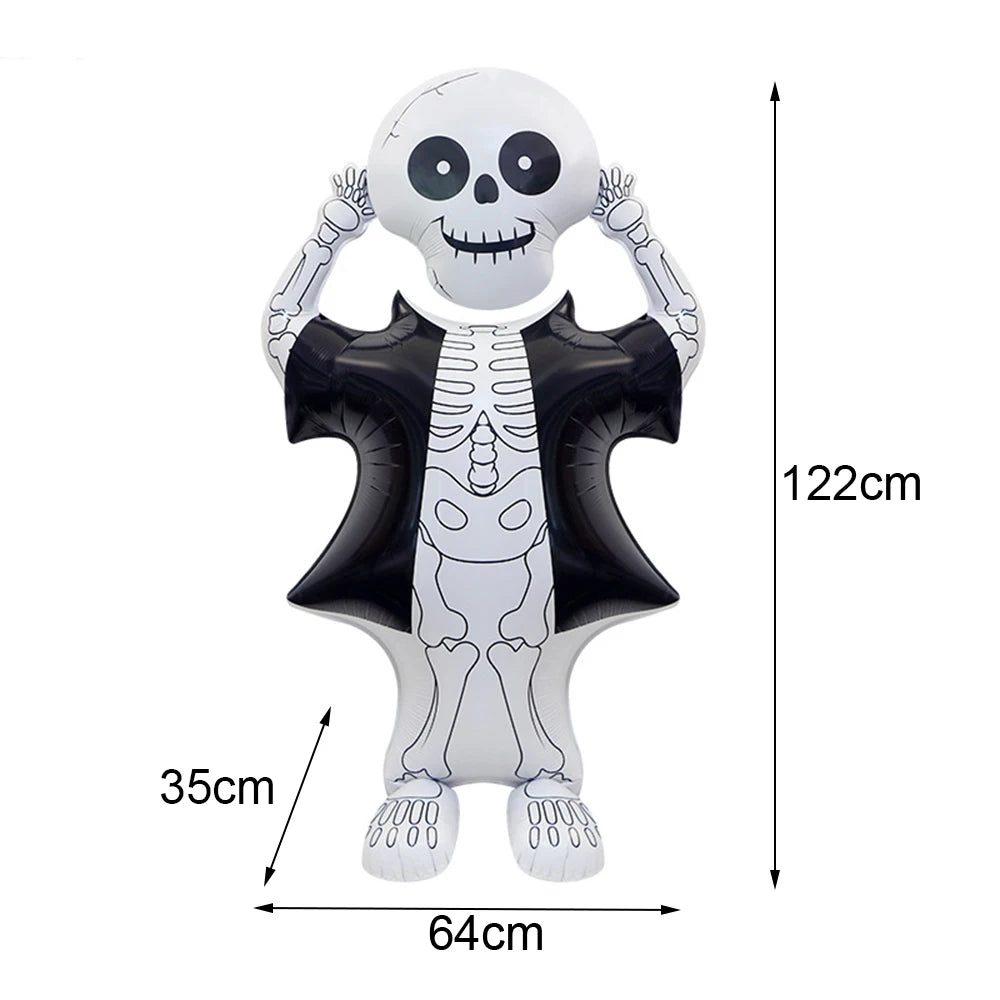 Large Halloween Standing Foil Balloons – Haunted House, Castle, Skull, Coffin & Witch Mylar Balloons for Halloween Party Decorations