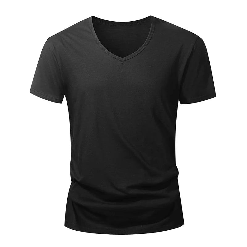 Camiseta 100% algodón para hombre – Suave, manga corta casual, transpirable, top de verano en blanco y negro para uso diario