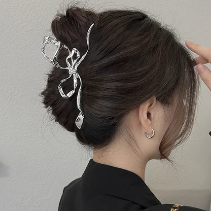 Elegant Geometric Bow Hair Claw Clip for Women – Vintage Large Metal Hair Clip Barrette Hair Accessory